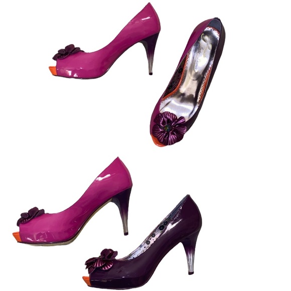 Poetic License Summer Bloom Floral Patent Leather Embellished Lucite Heels - 6.5 - Picture 2 of 16